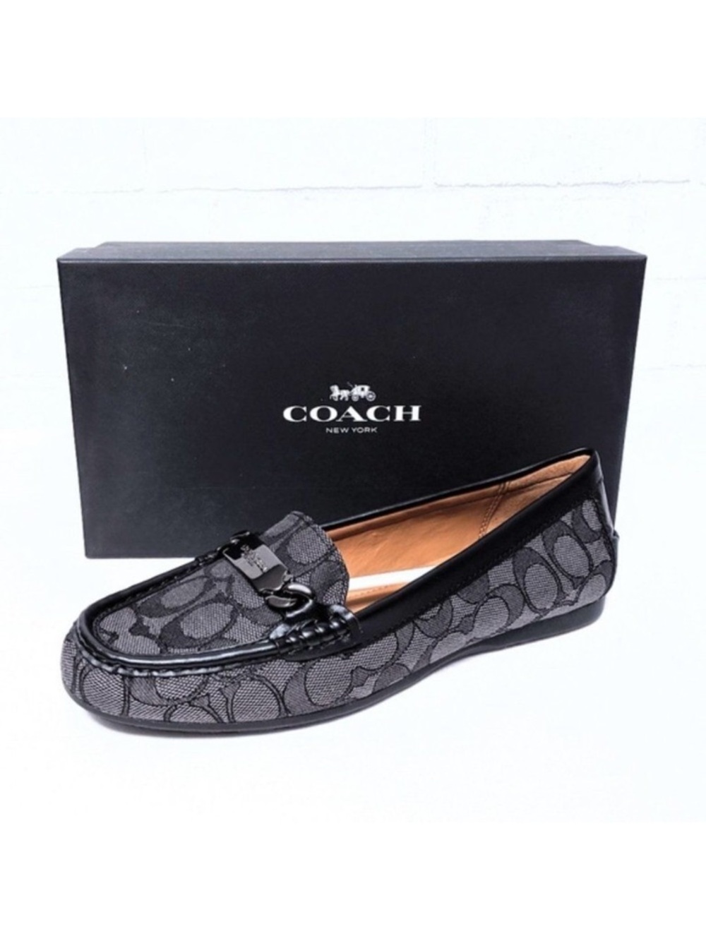 NIB COACH Olive Outline Sig C Jacquard Loafers